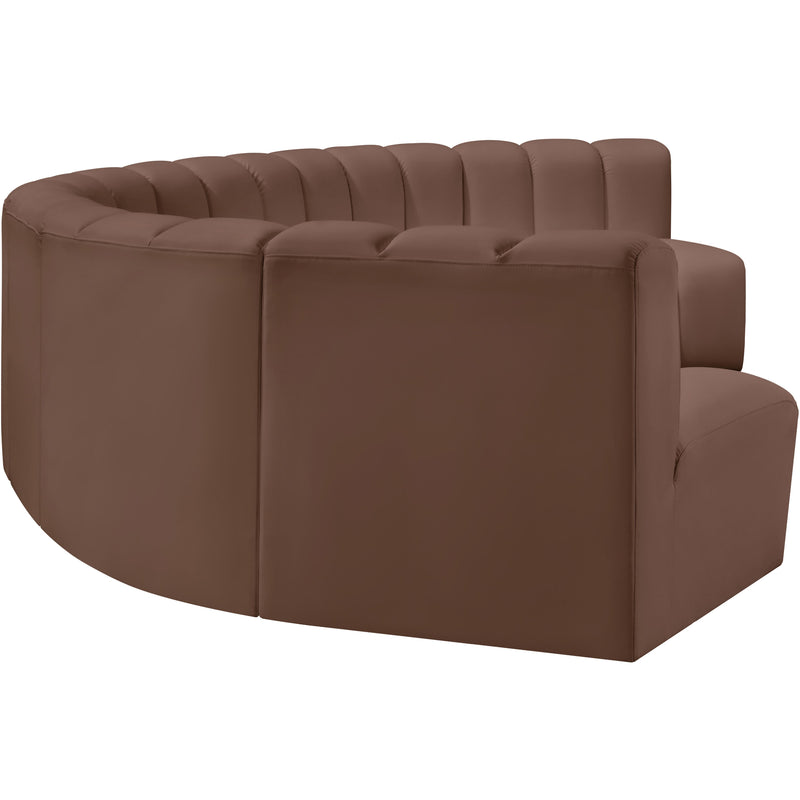 Meridian Arc Brown Vegan Leather 7 pc Modular Sectional IMAGE 5