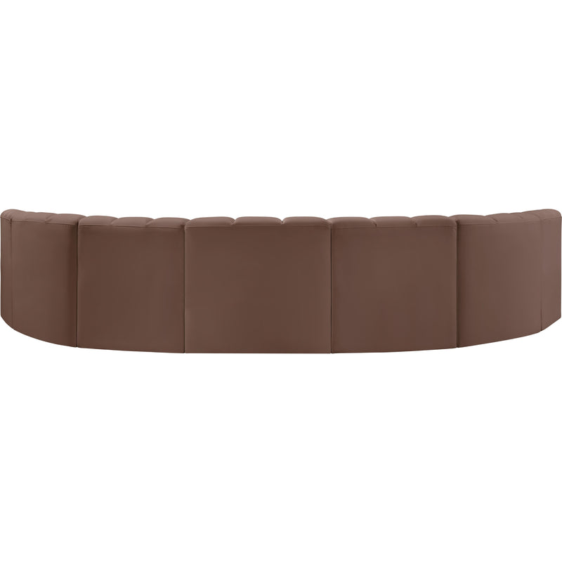 Meridian Arc Brown Vegan Leather 7 pc Modular Sectional IMAGE 6