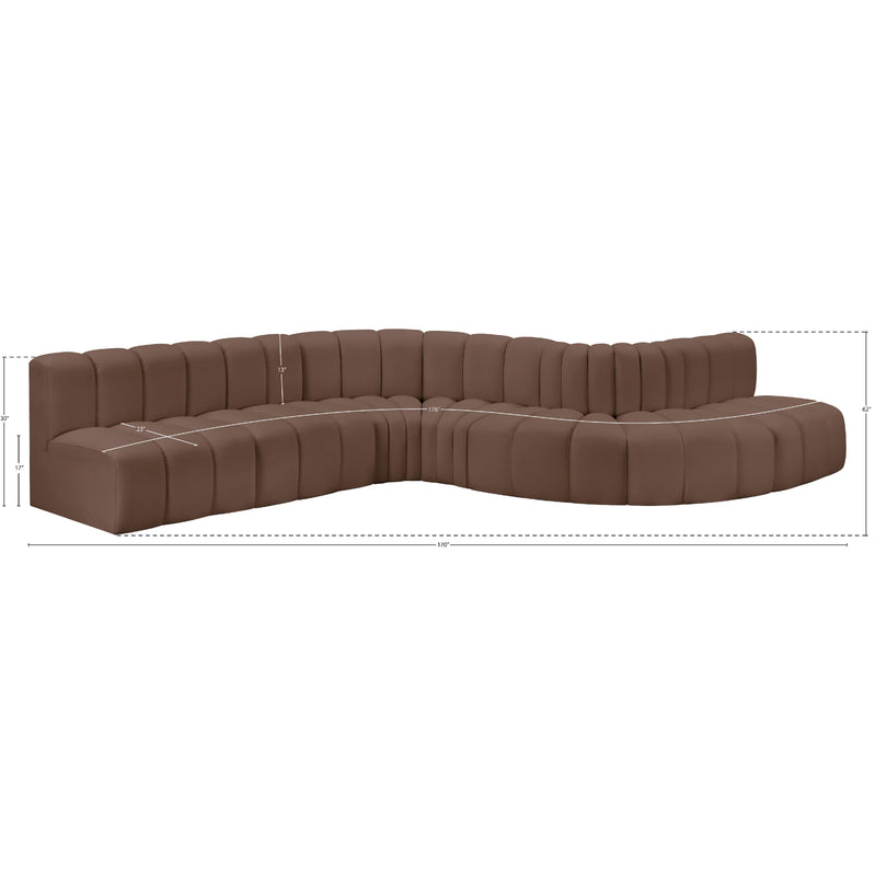 Meridian Arc Brown Vegan Leather 7 pc Modular Sectional IMAGE 12