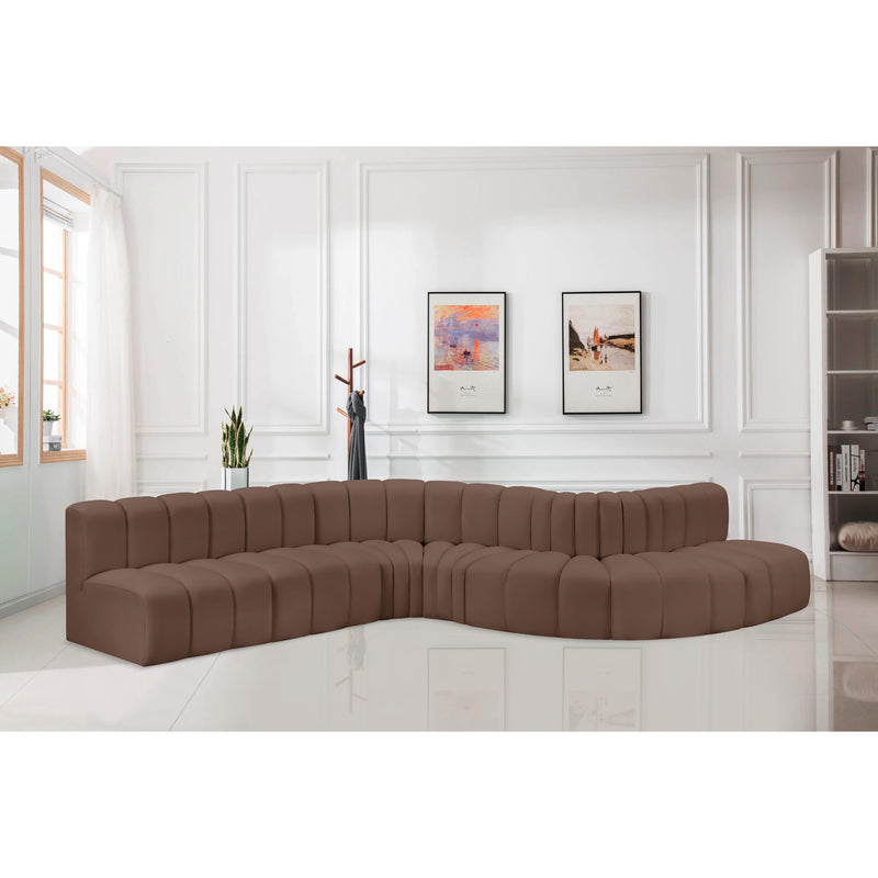Meridian Arc Brown Vegan Leather 7 pc Modular Sectional IMAGE 2