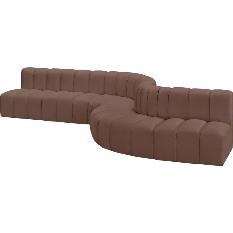 Meridian Arc Brown Vegan Leather 7 pc Modular Sectional IMAGE 4