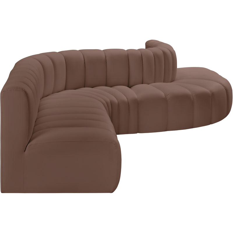 Meridian Arc Brown Vegan Leather 7 pc Modular Sectional IMAGE 5