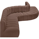 Meridian Arc Brown Vegan Leather 7 pc Modular Sectional IMAGE 6