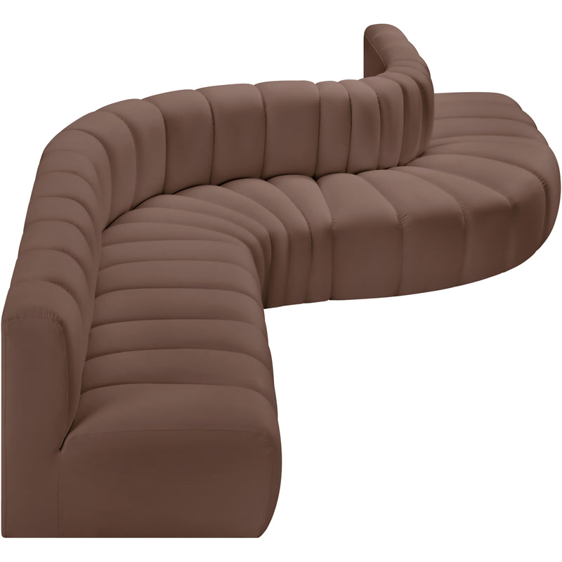 Meridian Arc Brown Vegan Leather 7 pc Modular Sectional IMAGE 6