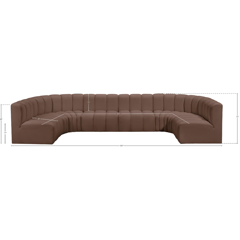 Meridian Arc Brown Vegan Leather 8 pc Modular Sectional IMAGE 12
