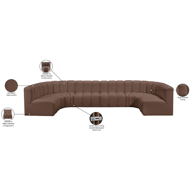 Meridian Arc Brown Vegan Leather 8 pc Modular Sectional IMAGE 13