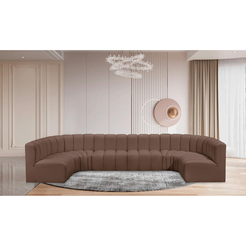 Meridian Arc Brown Vegan Leather 8 pc Modular Sectional IMAGE 2
