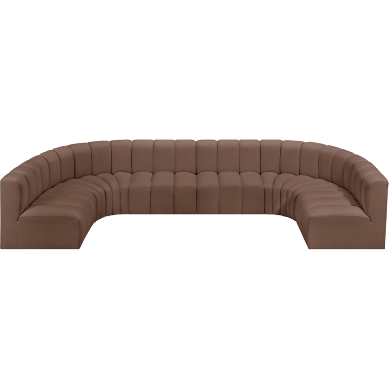 Meridian Arc Brown Vegan Leather 8 pc Modular Sectional IMAGE 3