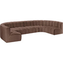 Meridian Arc Brown Vegan Leather 8 pc Modular Sectional IMAGE 5