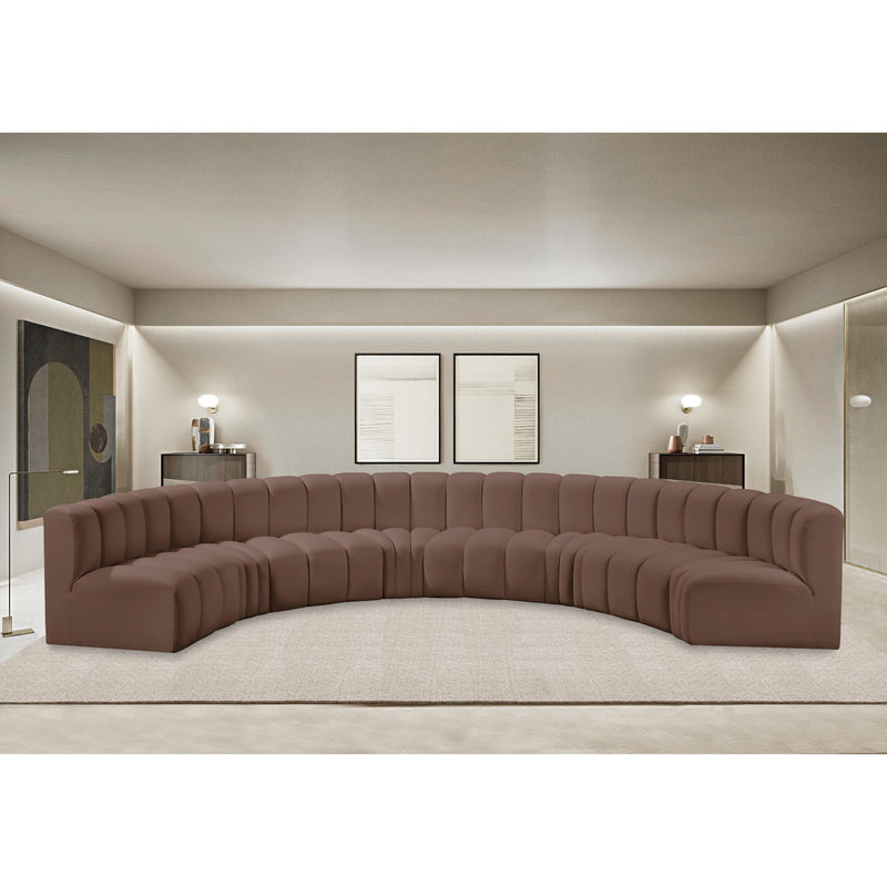 Meridian Arc Brown Vegan Leather 8 pc Modular Sectional IMAGE 2