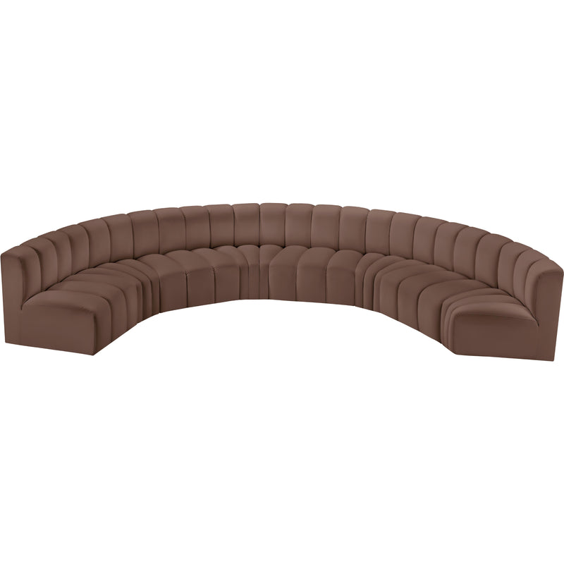 Meridian Arc Brown Vegan Leather 8 pc Modular Sectional IMAGE 3
