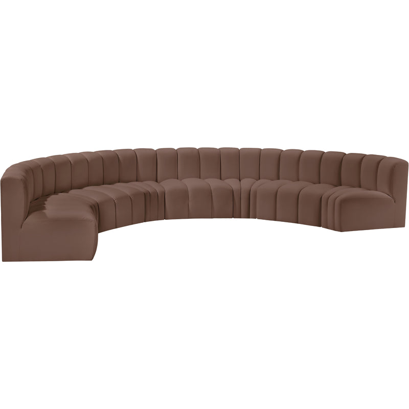 Meridian Arc Brown Vegan Leather 8 pc Modular Sectional IMAGE 4