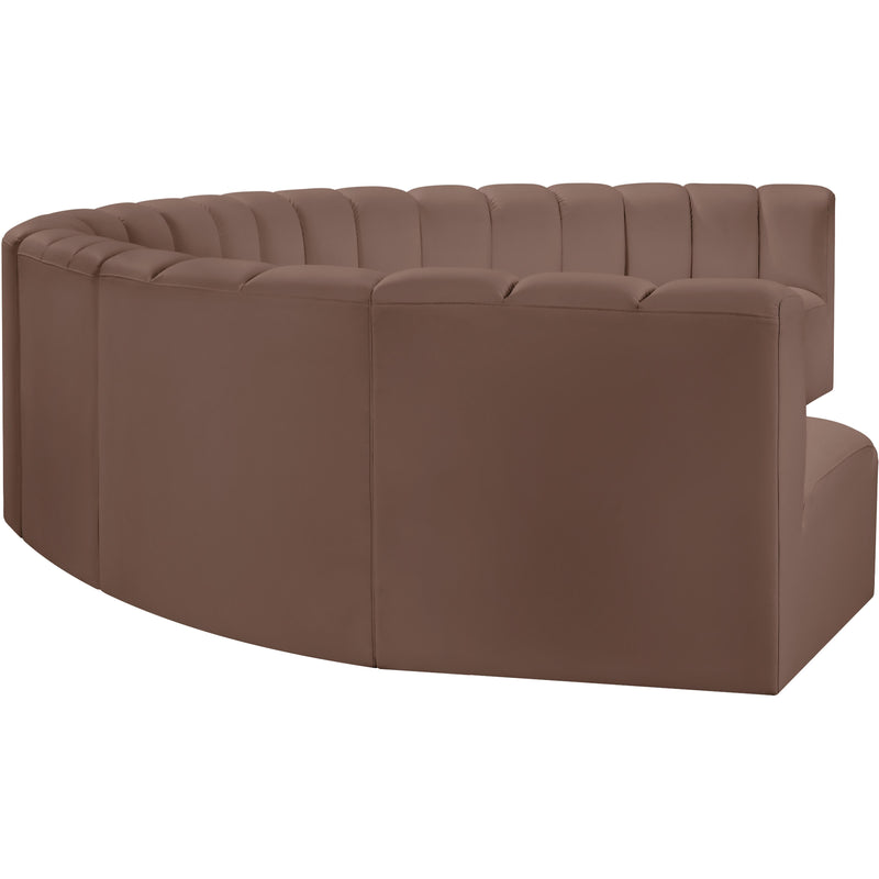 Meridian Arc Brown Vegan Leather 8 pc Modular Sectional IMAGE 5