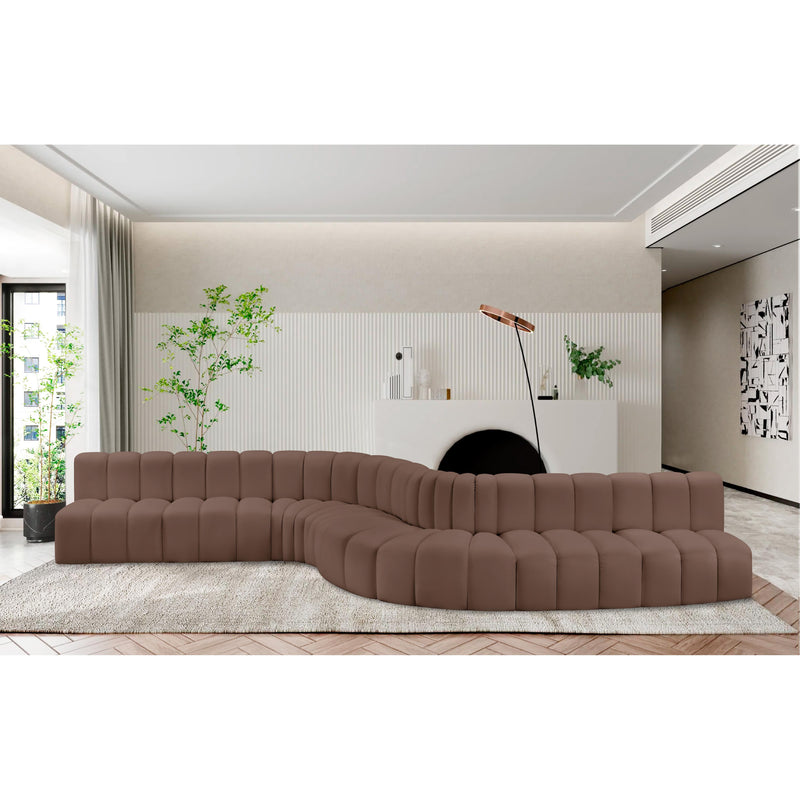 Meridian Arc Brown Vegan Leather 8 pc Modular Sectional IMAGE 2