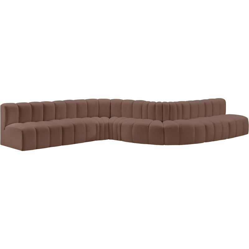 Meridian Arc Brown Vegan Leather 8 pc Modular Sectional IMAGE 3
