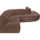 Meridian Arc Brown Vegan Leather 8 pc Modular Sectional IMAGE 5