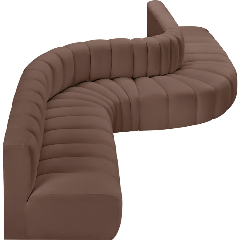 Meridian Arc Brown Vegan Leather 8 pc Modular Sectional IMAGE 6