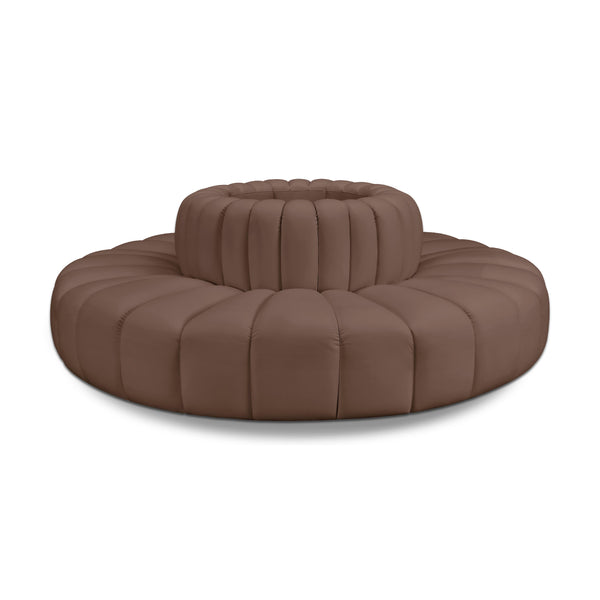 Meridian Arc Brown Vegan Leather 8 pc Modular Sectional IMAGE 1