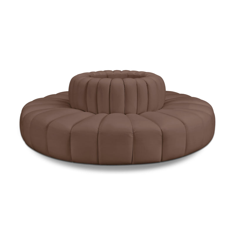 Meridian Arc Brown Vegan Leather 8 pc Modular Sectional IMAGE 1