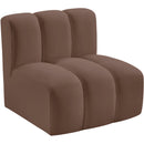 Meridian Arc Brown Vegan Leather Straight Chair IMAGE 4