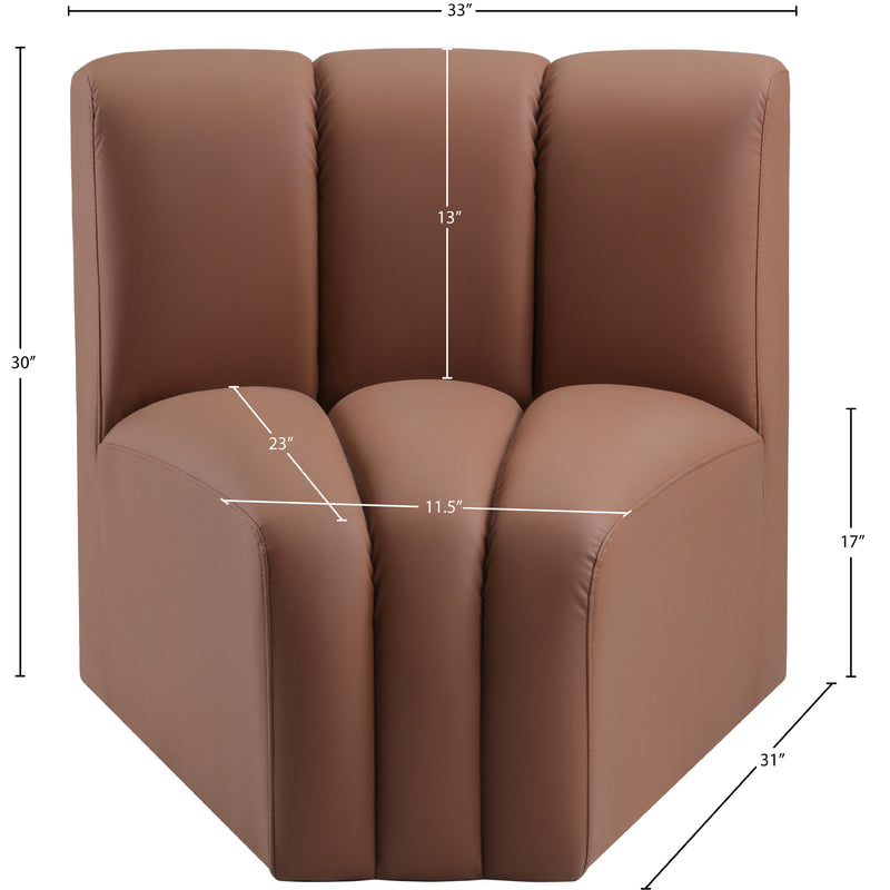 Meridian Arc Cognac Vegan Leather Curved Corner IMAGE 10