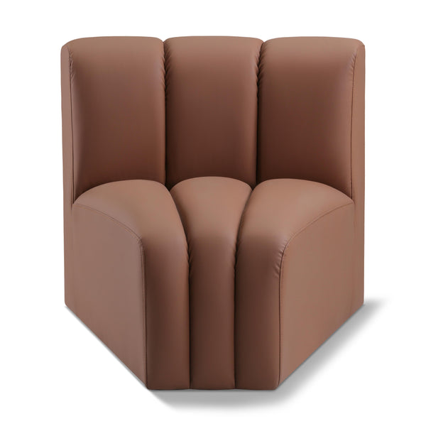 Meridian Arc Cognac Vegan Leather Curved Corner IMAGE 1