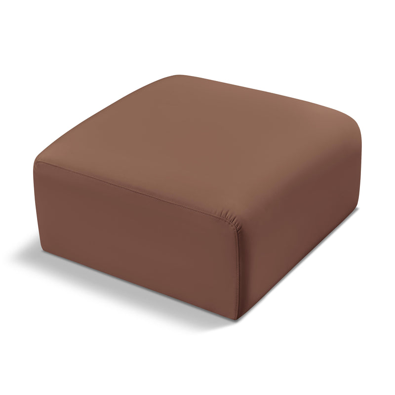 Meridian Arc Cognac Vegan Leather Ottoman IMAGE 1