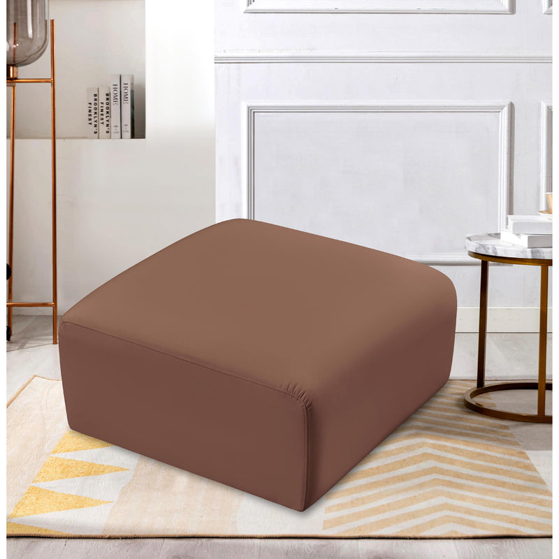 Meridian Arc Cognac Vegan Leather Ottoman IMAGE 2