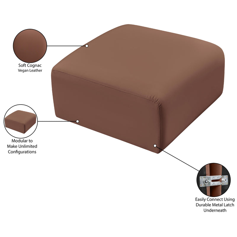Meridian Arc Cognac Vegan Leather Ottoman IMAGE 6