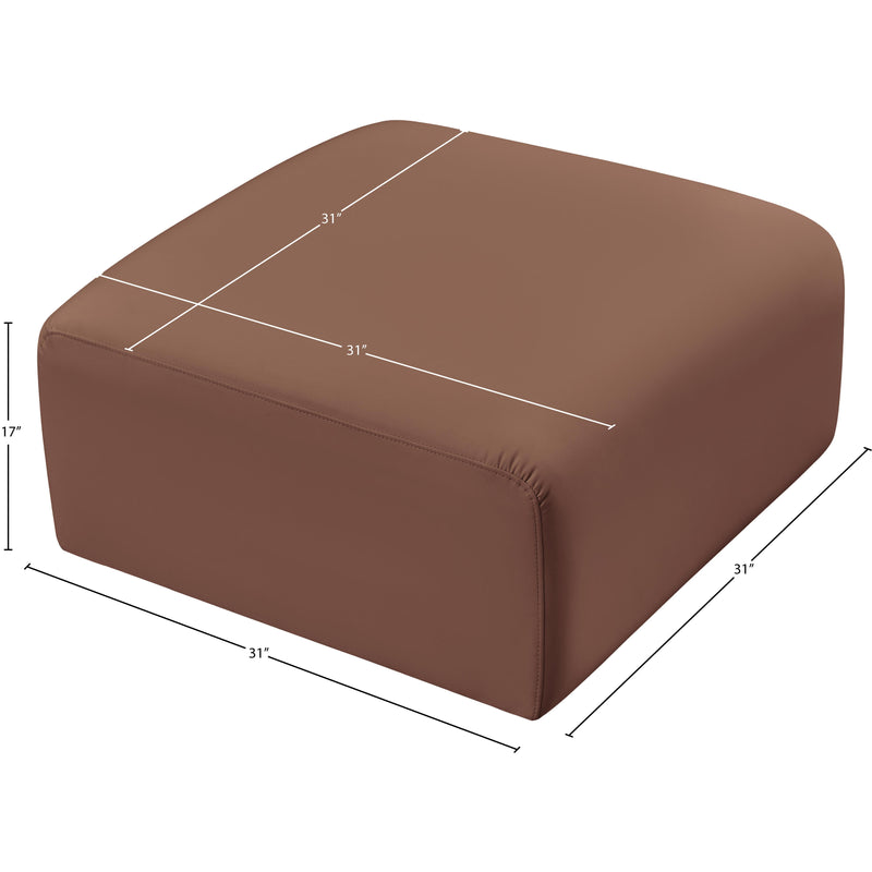 Meridian Arc Cognac Vegan Leather Ottoman IMAGE 7