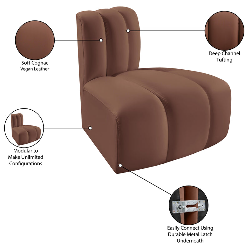 Meridian Arc Cognac Vegan Leather Reverse Corner IMAGE 13