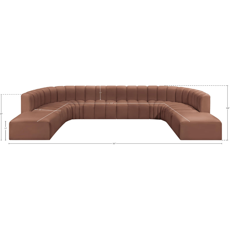 Meridian Arc Cognac Vegan Leather 10 pc Modular Sectional IMAGE 12