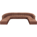 Meridian Arc Cognac Vegan Leather 10 pc Modular Sectional IMAGE 3