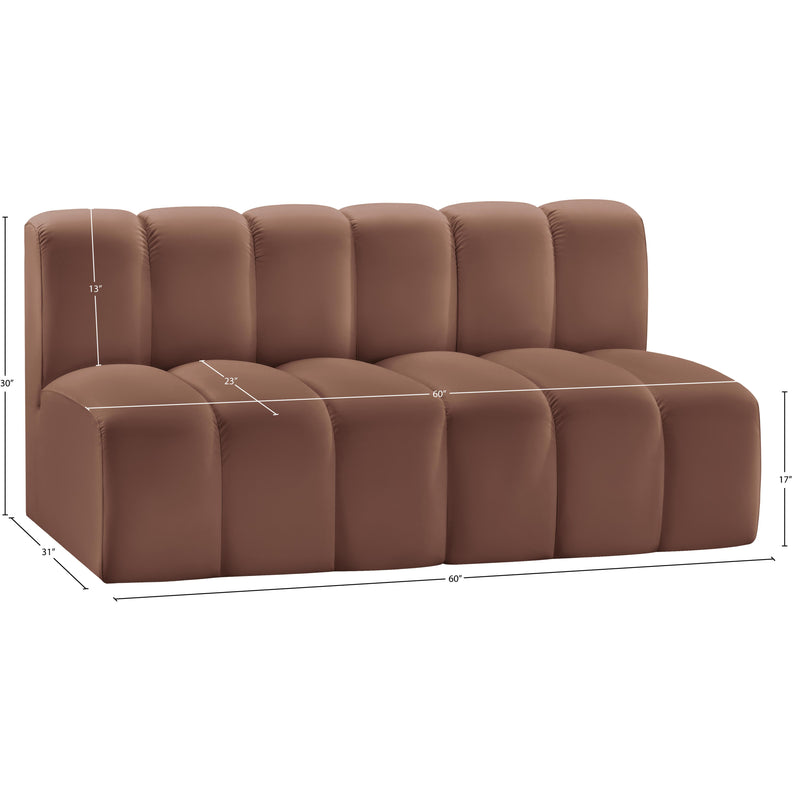 Meridian Arc Cognac Vegan Leather 2 pc Modular Sectional IMAGE 12