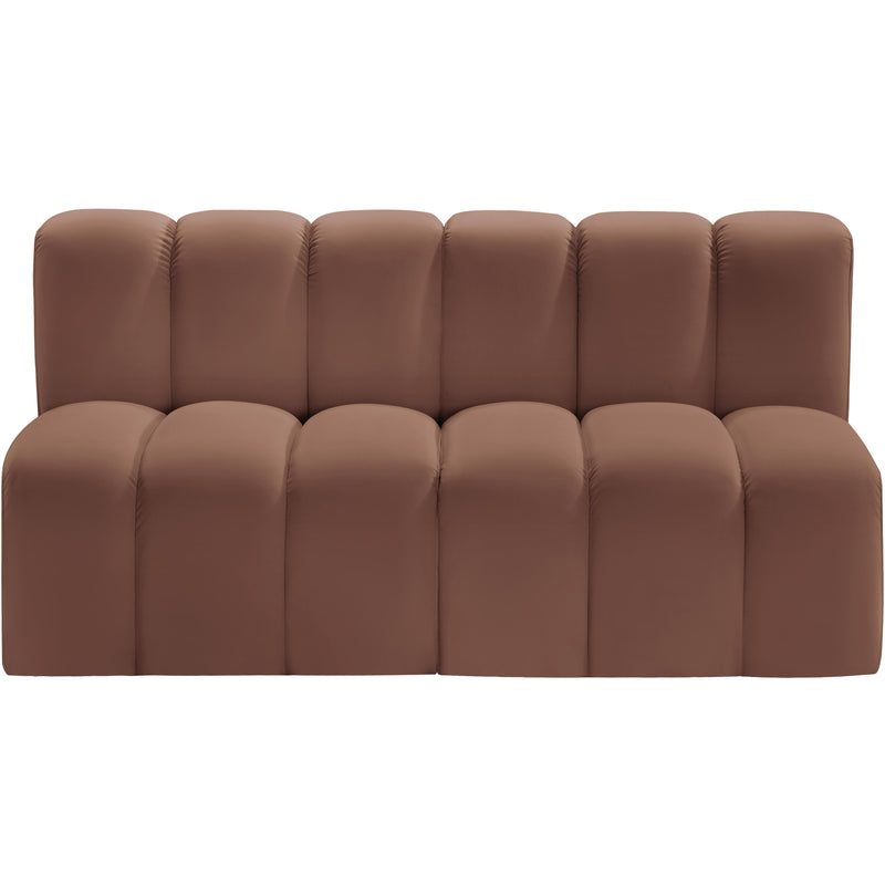 Meridian Arc Cognac Vegan Leather 2 pc Modular Sectional IMAGE 3