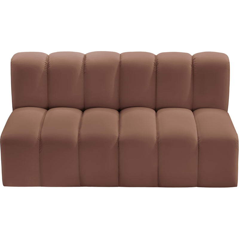 Meridian Arc Cognac Vegan Leather 2 pc Modular Sectional IMAGE 4