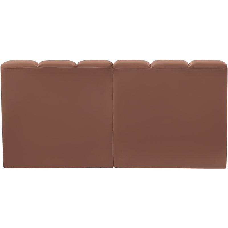 Meridian Arc Cognac Vegan Leather 2 pc Modular Sectional IMAGE 6