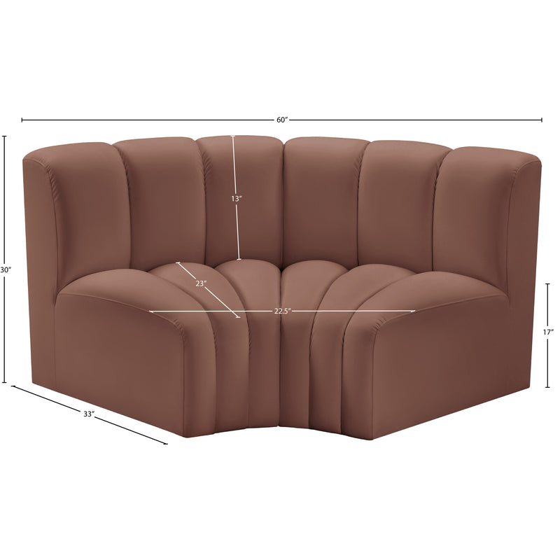 Meridian Arc Cognac Vegan Leather 2 pc Modular Sectional IMAGE 11