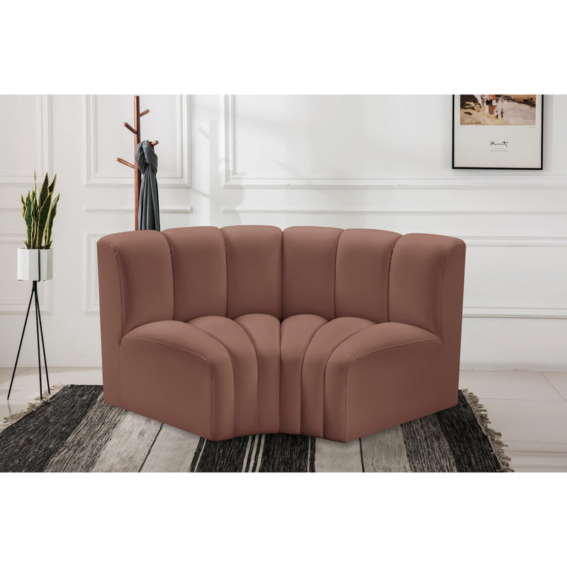 Meridian Arc Cognac Vegan Leather 2 pc Modular Sectional IMAGE 2