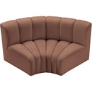 Meridian Arc Cognac Vegan Leather 2 pc Modular Sectional IMAGE 3