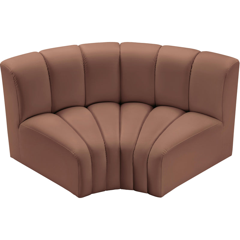 Meridian Arc Cognac Vegan Leather 2 pc Modular Sectional IMAGE 3