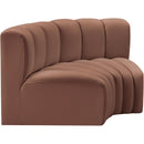 Meridian Arc Cognac Vegan Leather 2 pc Modular Sectional IMAGE 4