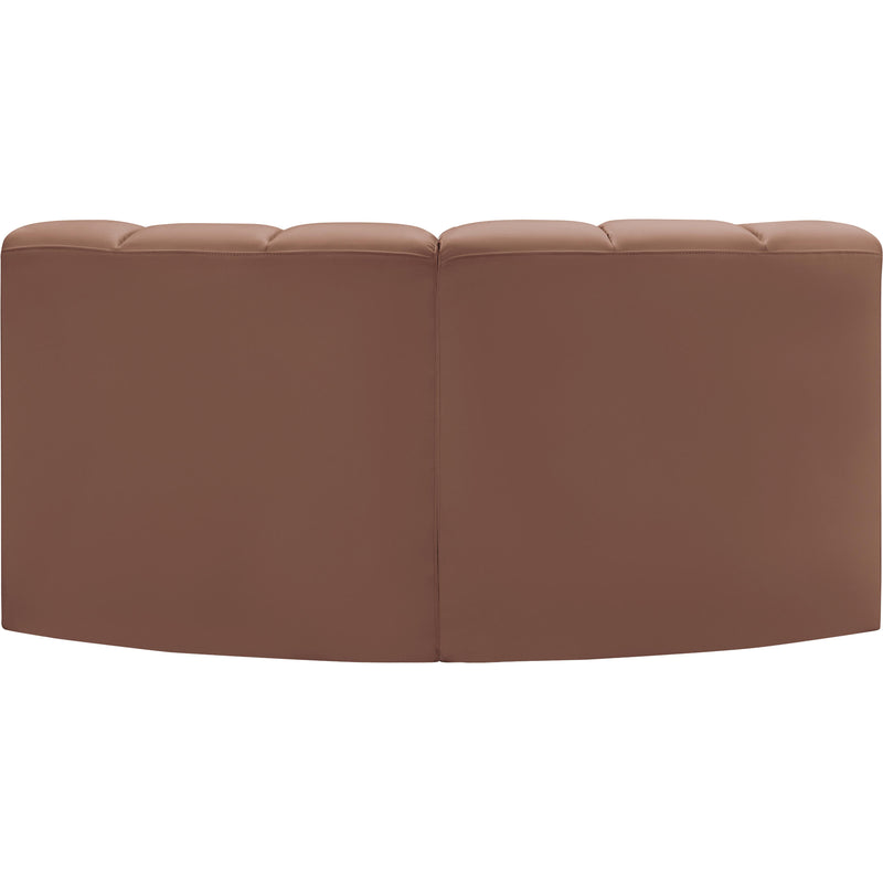 Meridian Arc Cognac Vegan Leather 2 pc Modular Sectional IMAGE 5