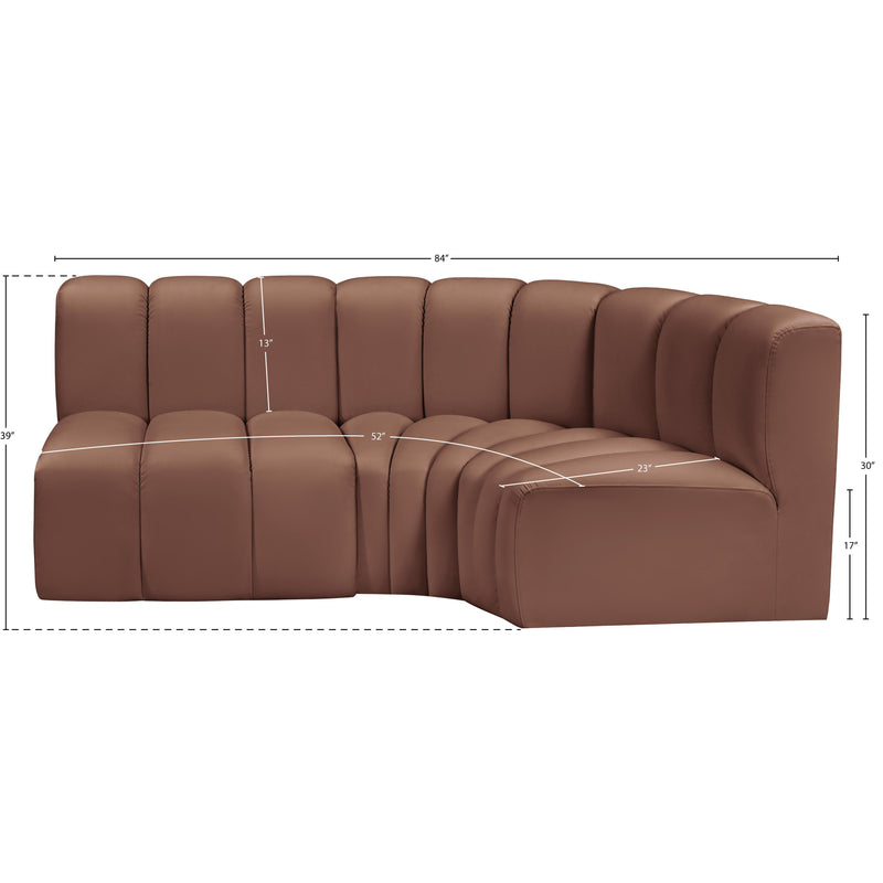 Meridian Arc Cognac Vegan Leather 3 pc Modular Sectional IMAGE 11