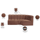 Meridian Arc Cognac Vegan Leather 3 pc Modular Sectional IMAGE 12
