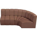 Meridian Arc Cognac Vegan Leather 3 pc Modular Sectional IMAGE 3