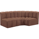 Meridian Arc Cognac Vegan Leather 3 pc Modular Sectional IMAGE 4