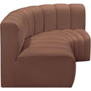 Meridian Arc Cognac Vegan Leather 3 pc Modular Sectional IMAGE 5