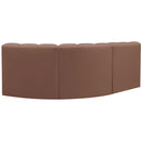 Meridian Arc Cognac Vegan Leather 3 pc Modular Sectional IMAGE 6