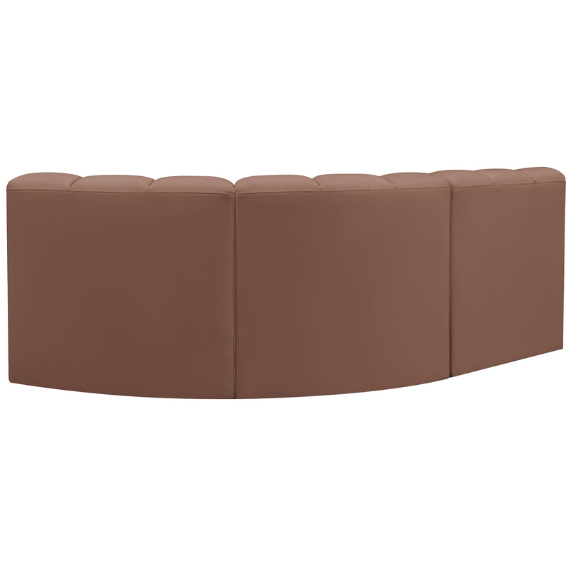 Meridian Arc Cognac Vegan Leather 3 pc Modular Sectional IMAGE 6